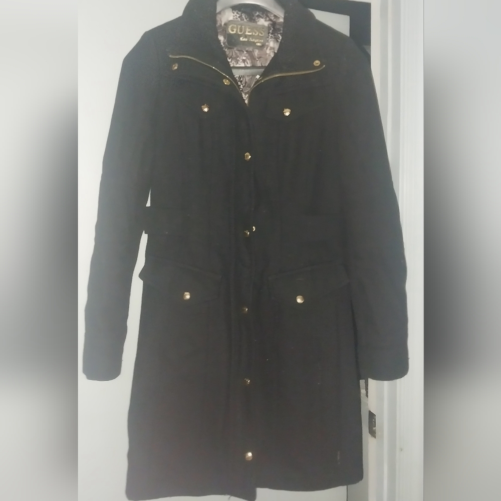 Guess Black Utility Jacket with Gold Details